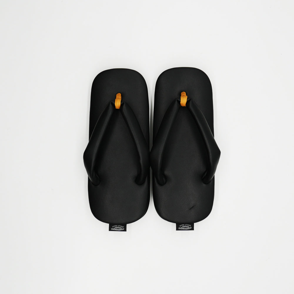 Japanese leather shoes. Modern geta sandals for everyday wear LUSH-92 black