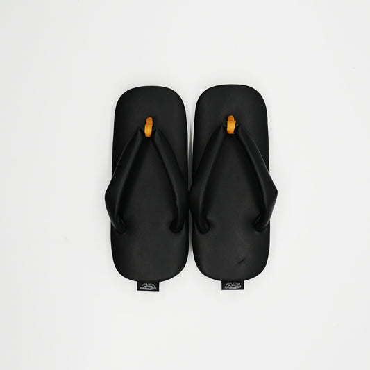 Japanese leather shoes. Modern geta sandals for everyday wear LUSH-92 black