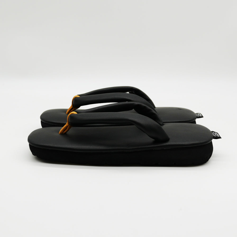 Japanese leather shoes. Modern geta sandals for everyday wear LUSH-92 black