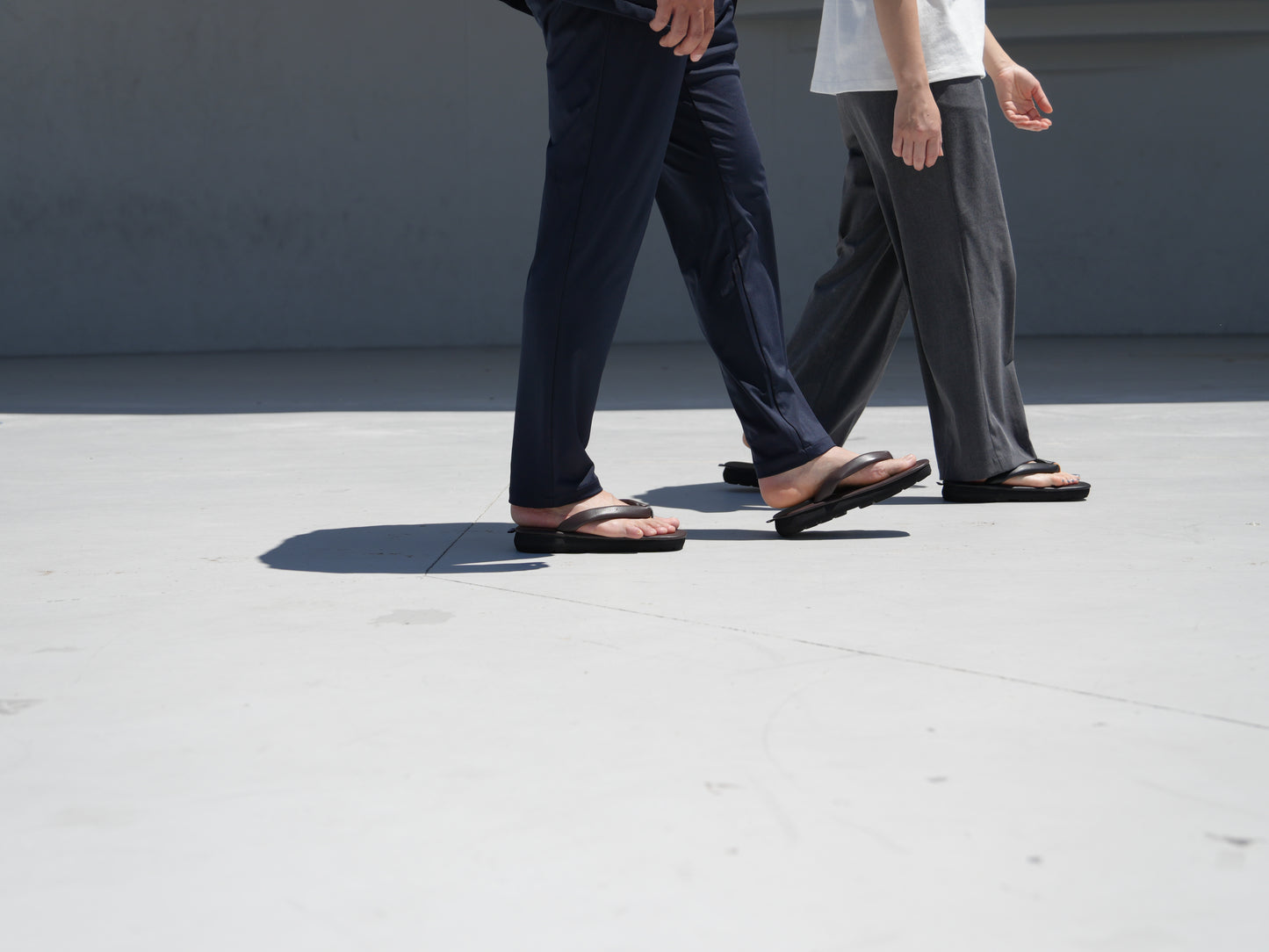 Japanese leather shoes. Modern geta sandals for everyday wear LUSH-92 gray