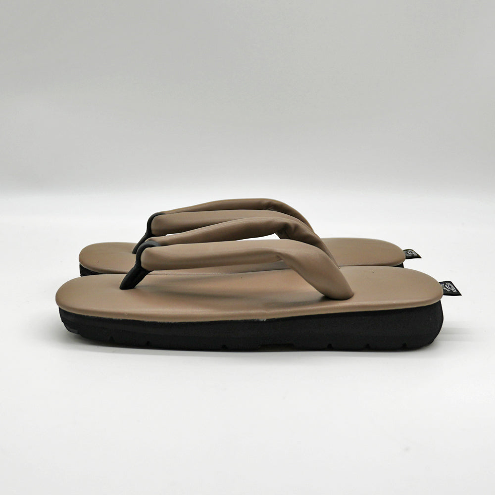 Japanese leather shoes. Modern geta sandals for everyday wear LUSH-92 gray