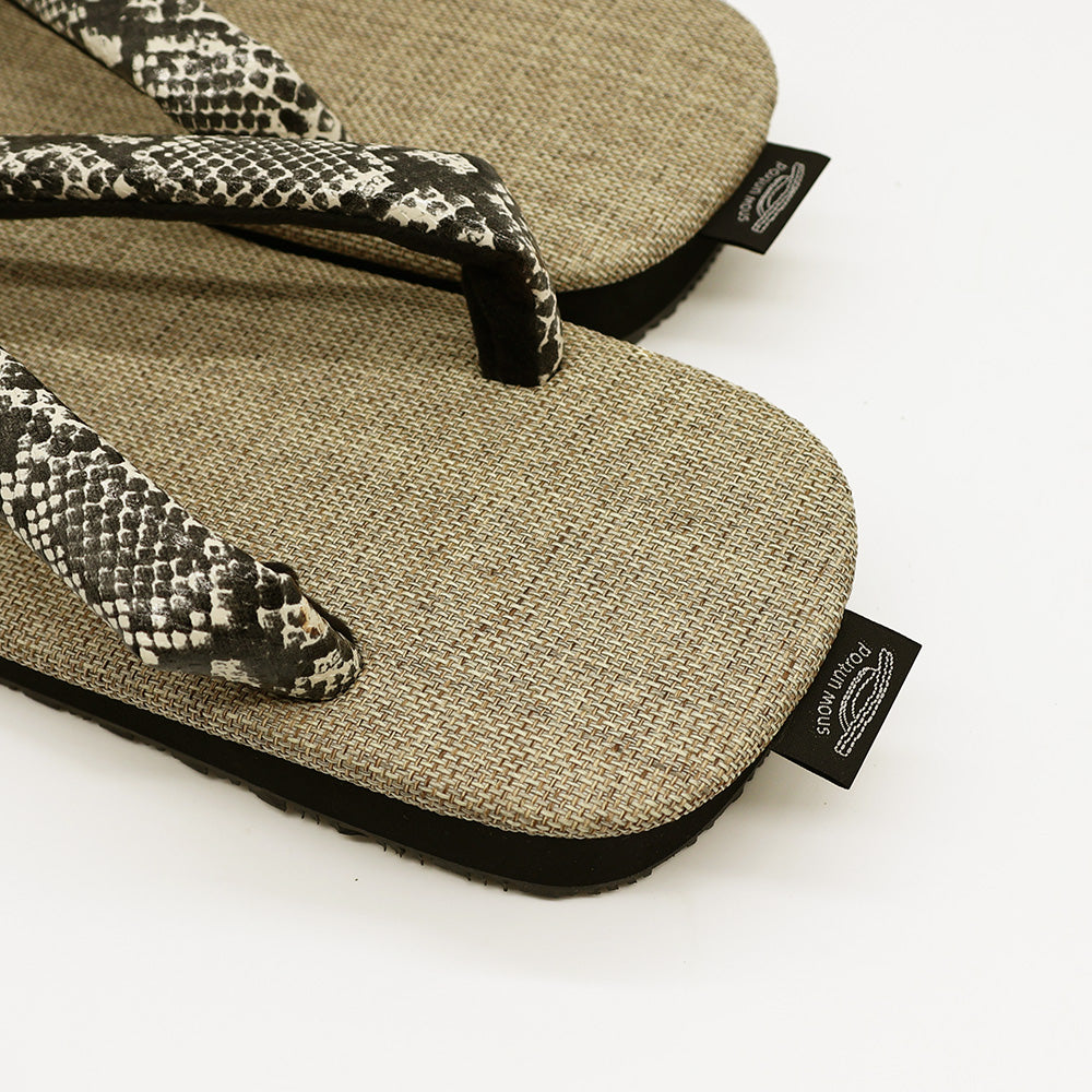 普段に履ける雪駄　Python White × 和紙織
