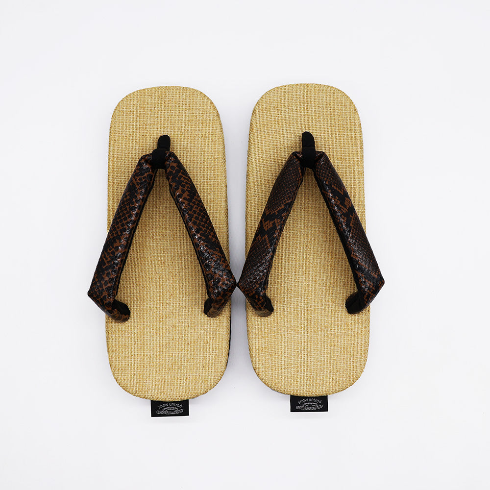 普段に履ける雪駄　Python Brown × 和紙織