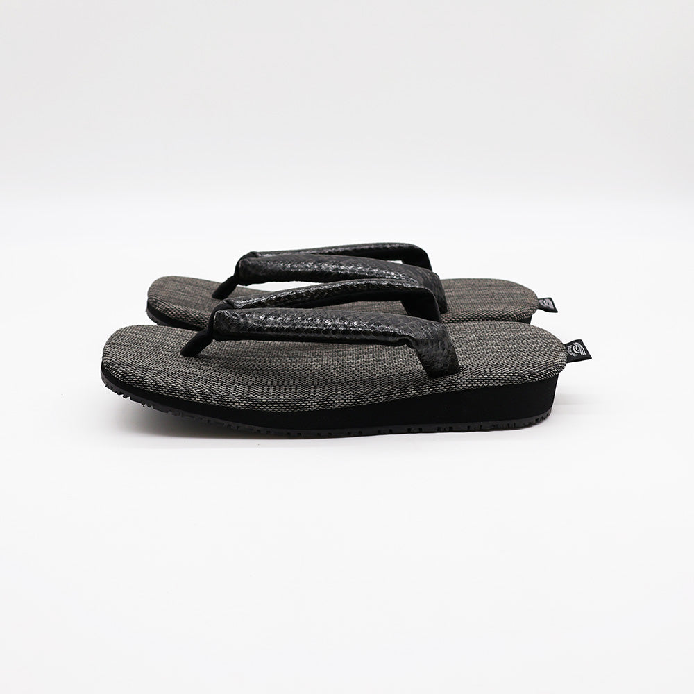 普段に履ける雪駄　Python Black × 和紙織