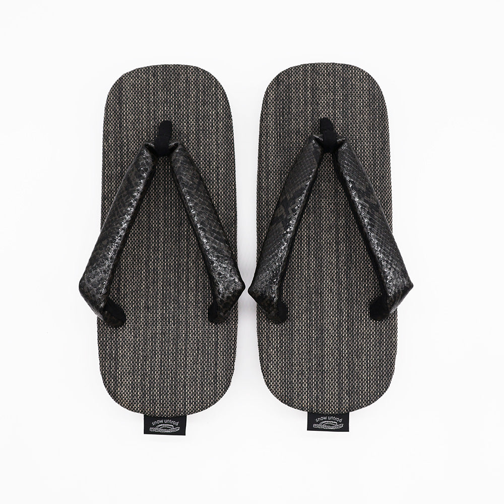 普段に履ける雪駄　Python Black × 和紙織
