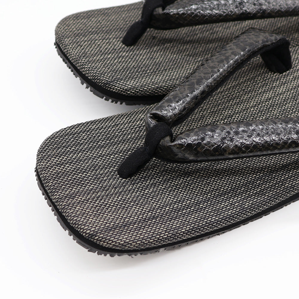 普段に履ける雪駄　Python Black × 和紙織