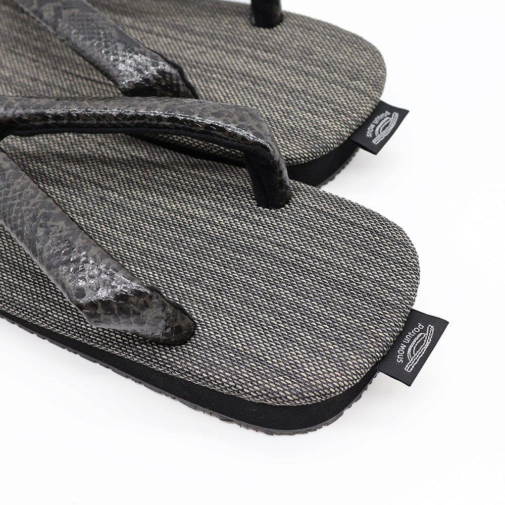 普段に履ける雪駄　Python Black × 和紙織