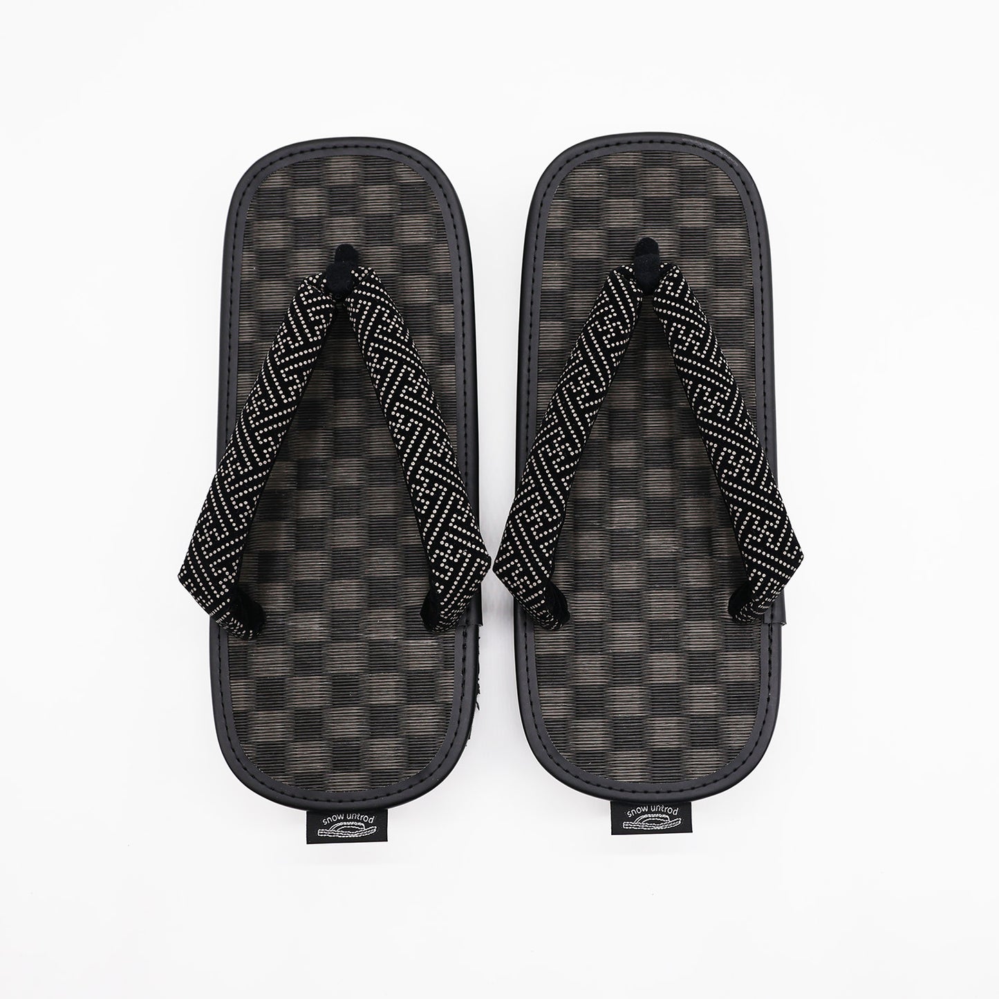 普段に履ける雪駄　和柄　印伝調紗綾×黒畳