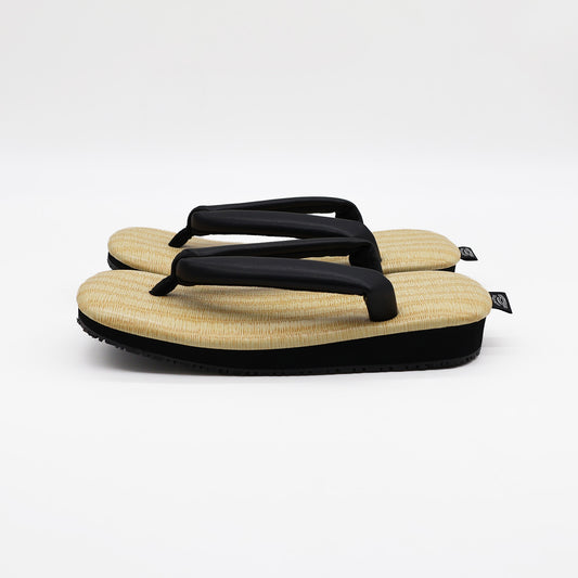 普段に履ける雪駄　和柄　黄チバ×革