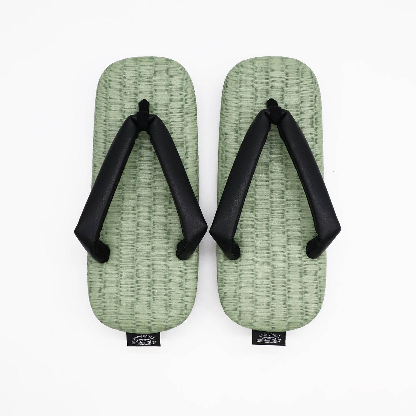 普段に履ける雪駄　和柄　緑チバ×革