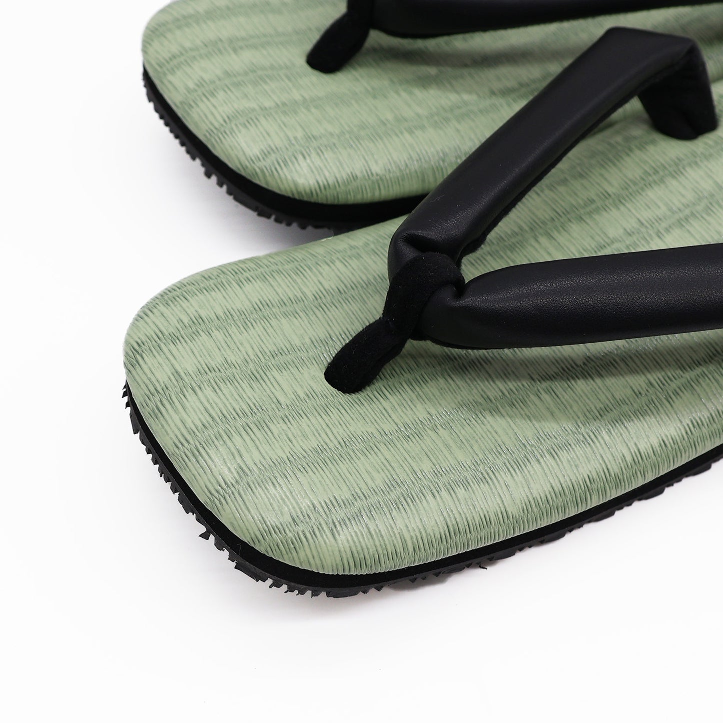 普段に履ける雪駄　和柄　緑チバ×革