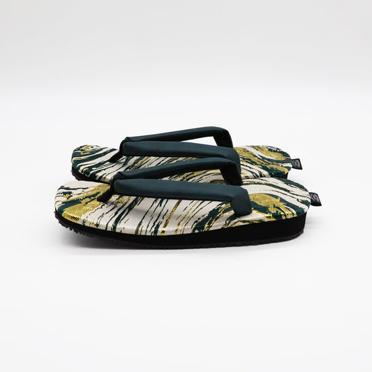 普段に履ける雪駄　 金糸波型 blackgreen