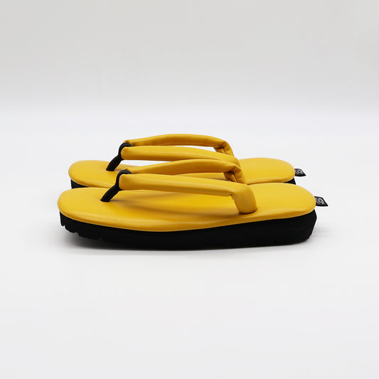 Japanese leather shoes. Modern geta sandals for everyday wear LUSH-92 D.brown